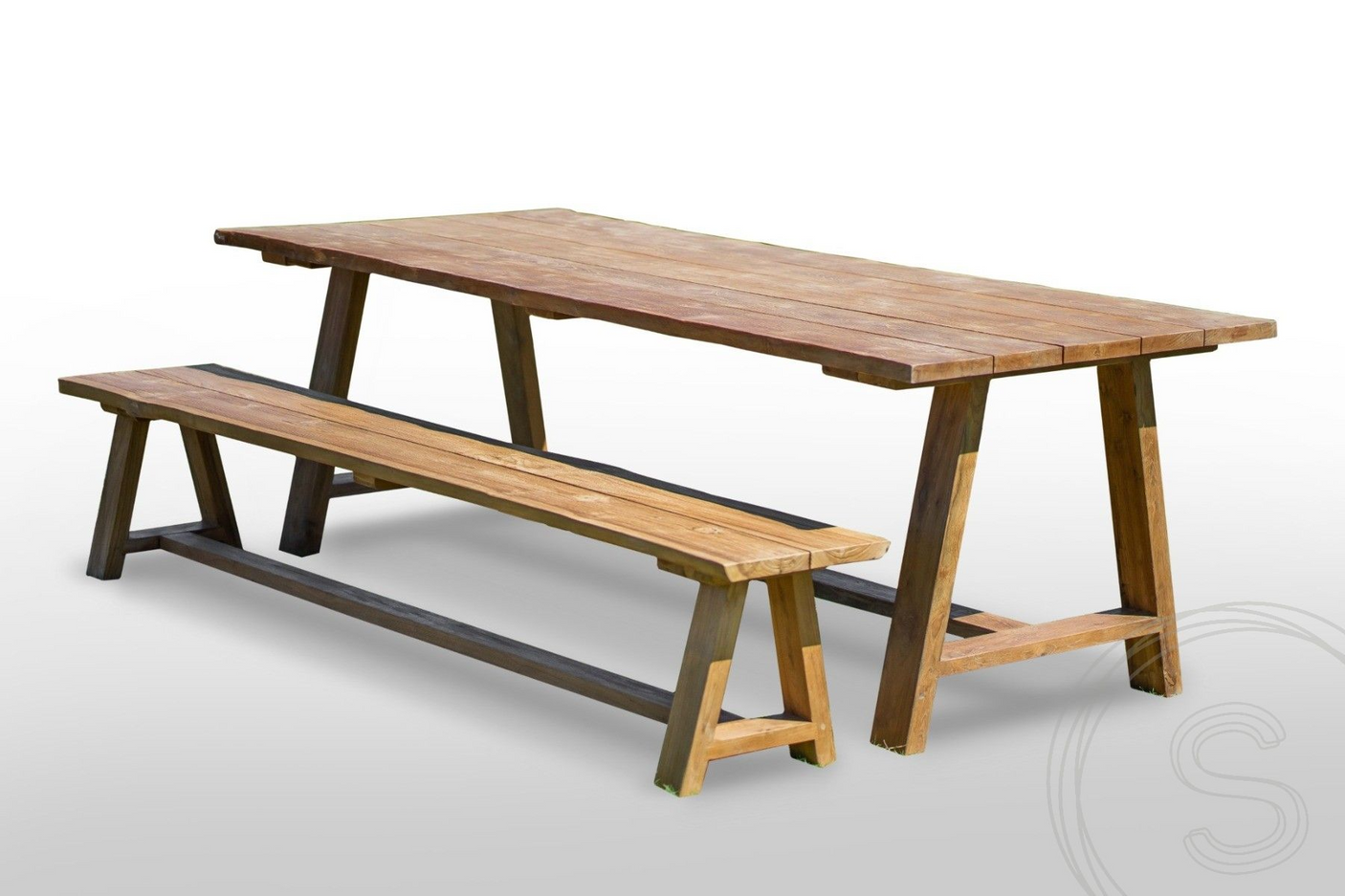Teak Gartentisch Java 240 x 100 + Teak Gartenbank Java 240 + Teakholz Bank 200 Sandaran
