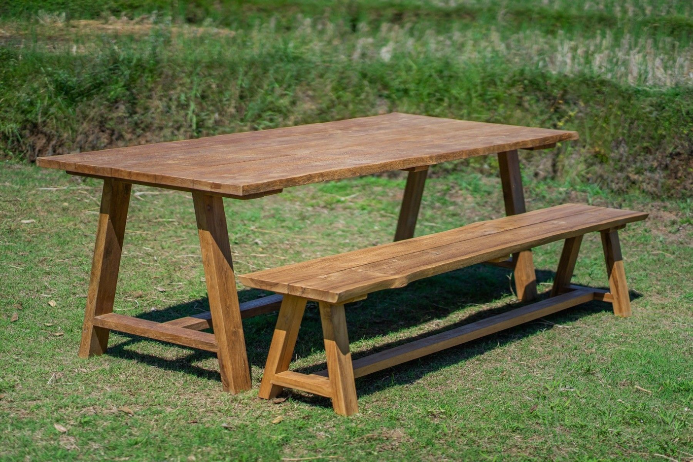 Teak Gartentisch Java 240 x 100 + Teak Gartenbank Java 240
