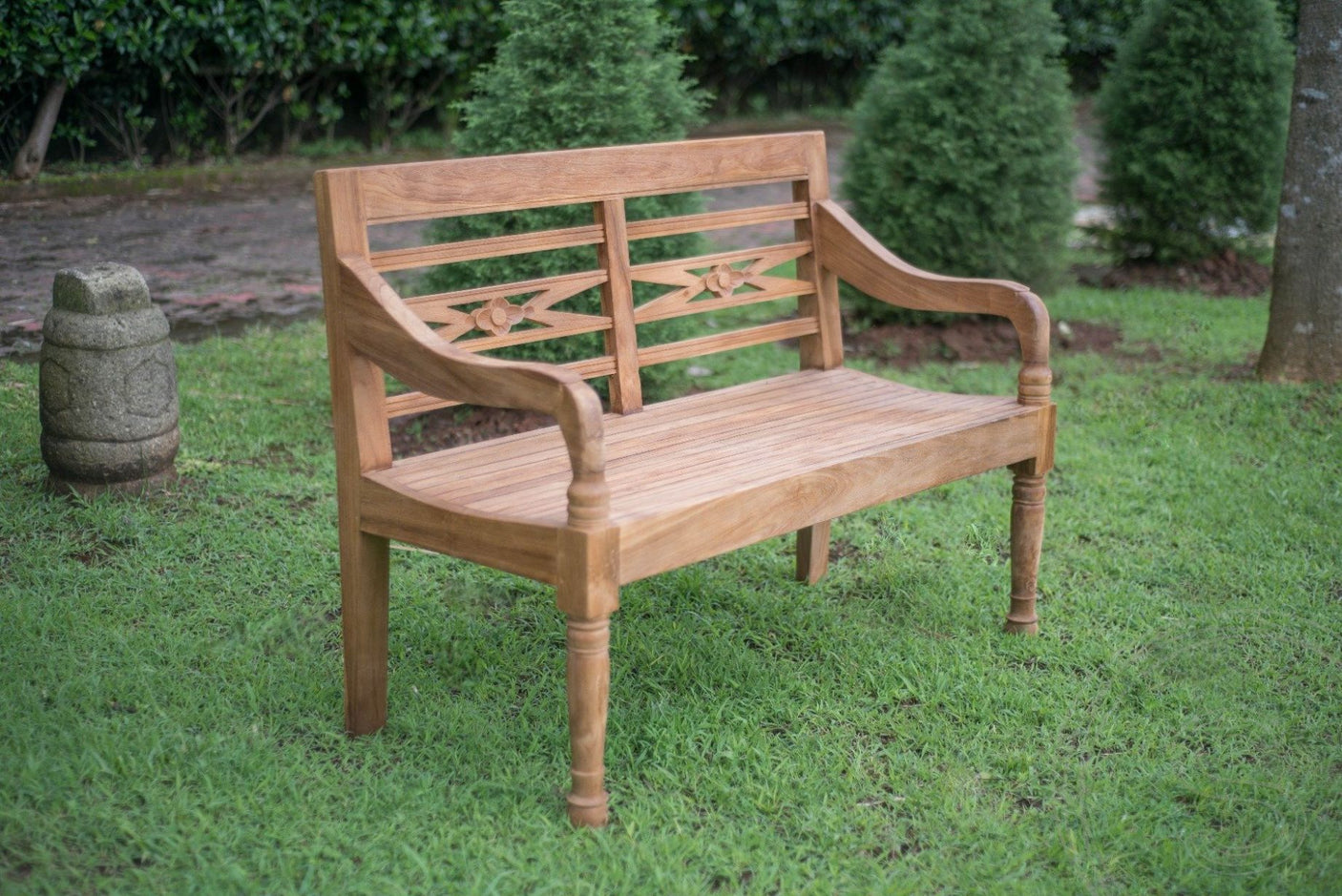 Teak Bahnhofsbank 2 Sitzer