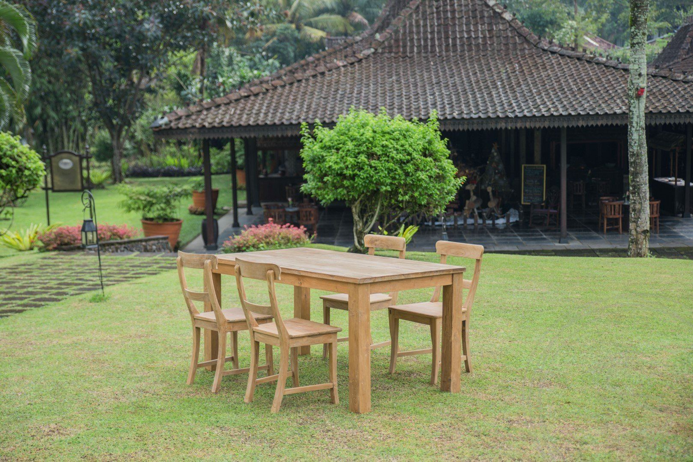 Teak Tisch 160x90 + 4 Stühle