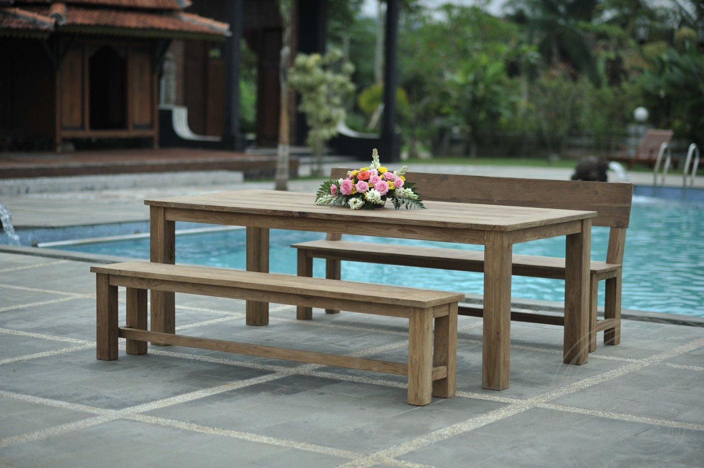 Teakholz Bank 180cm Sandaran
