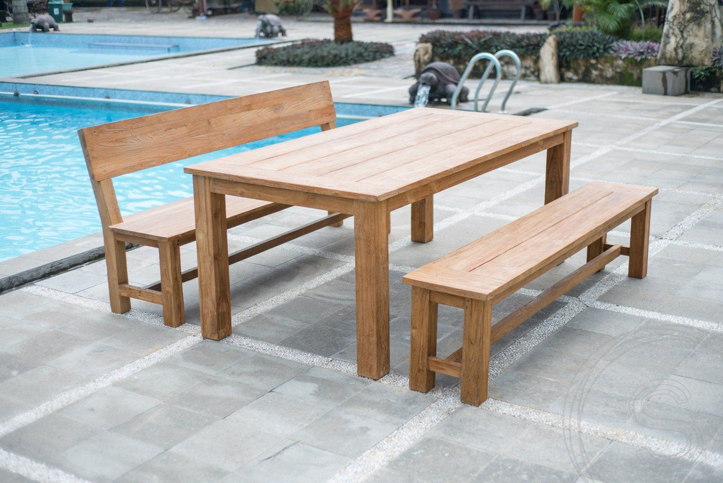 Teakholz Bank 180cm Sandaran