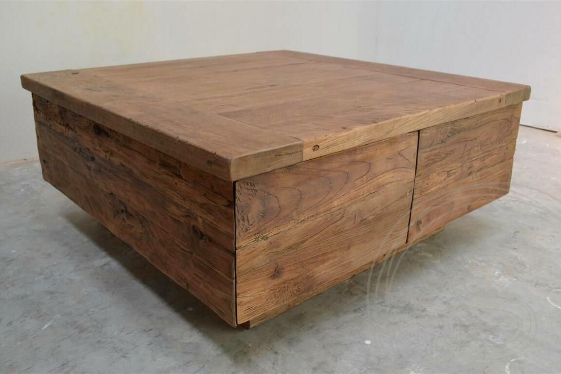 Teak Couchtisch Block 80x80 Rustikal