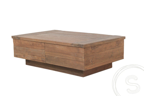 Teak Couchtisch Block 110x70 Rustikal