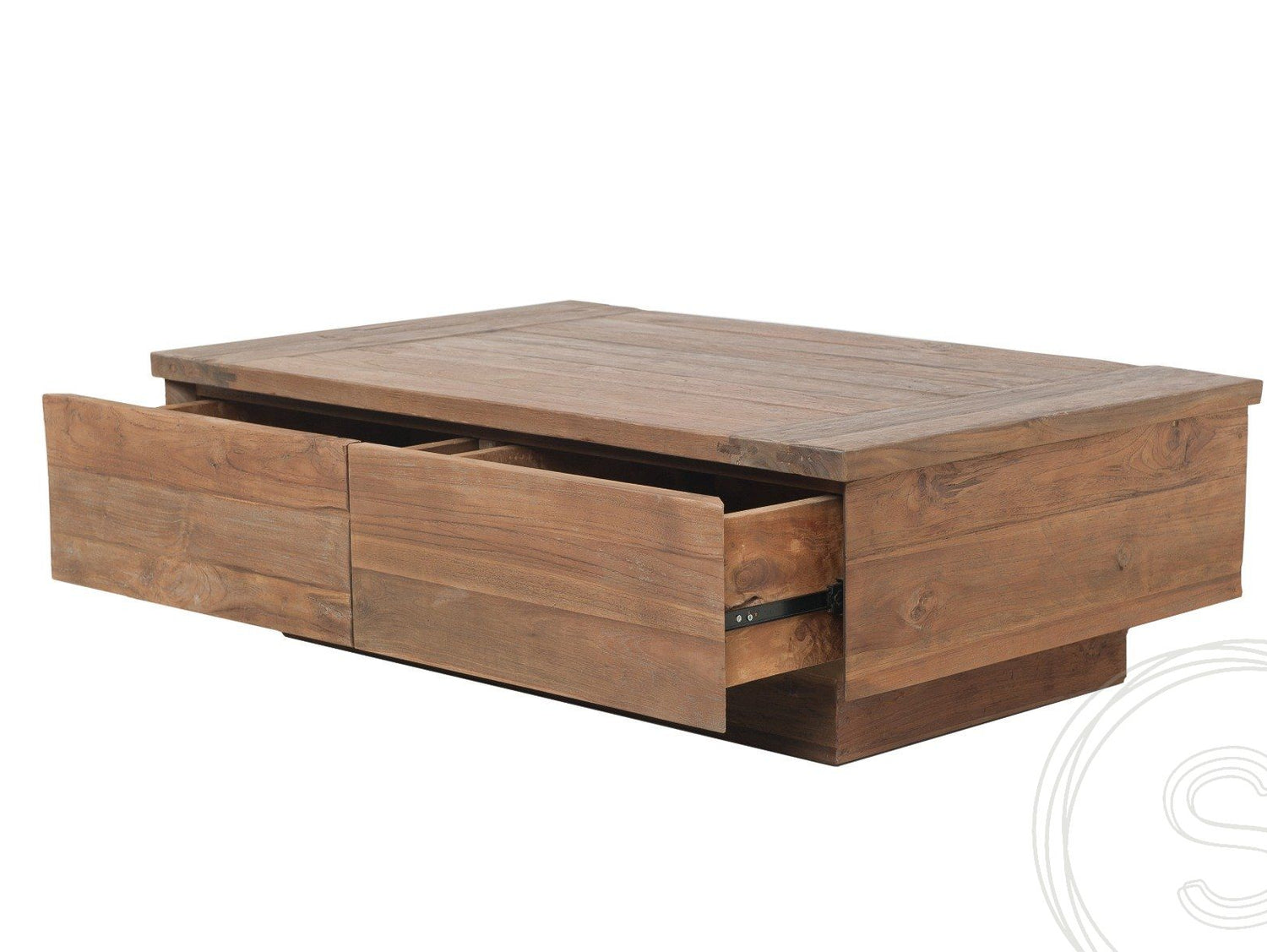 Teak Couchtisch Block 80x80 Rustikal