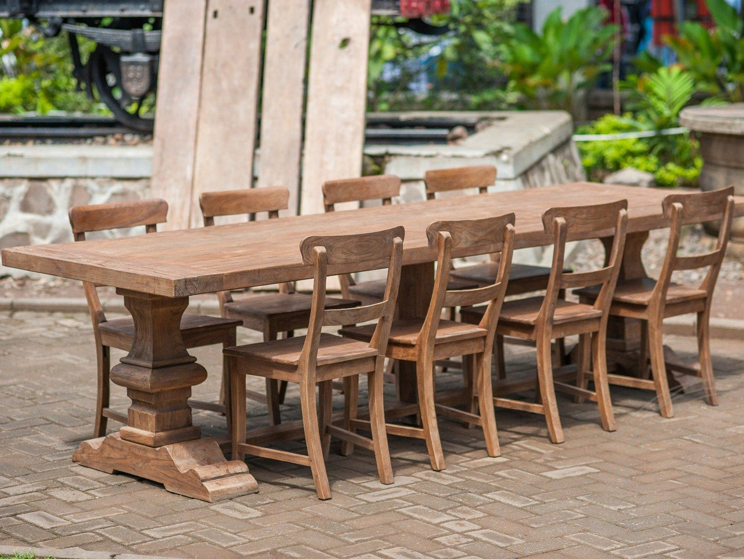 Teak kloostertafel 300x100 - Souren Meubels