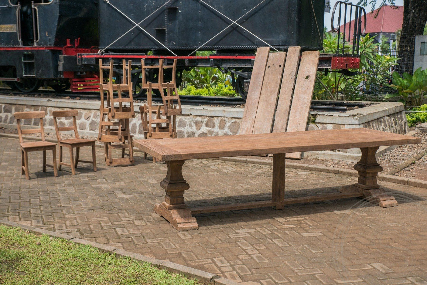 Teak Klostertisch 400x100
