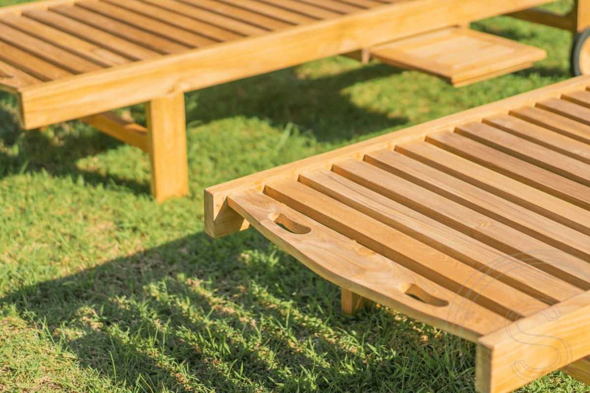 Teak Liege mit Rollen 2 x