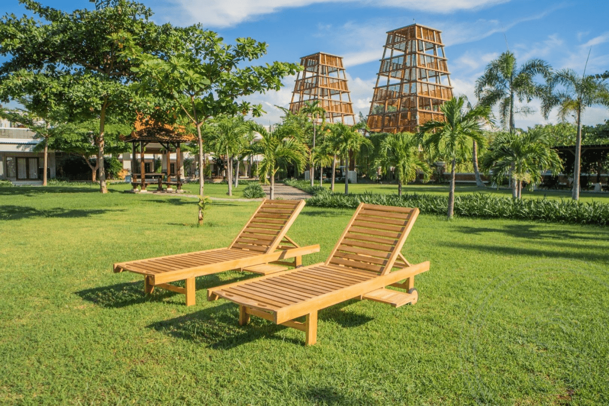 Teak Liege mit Rollen 2 x