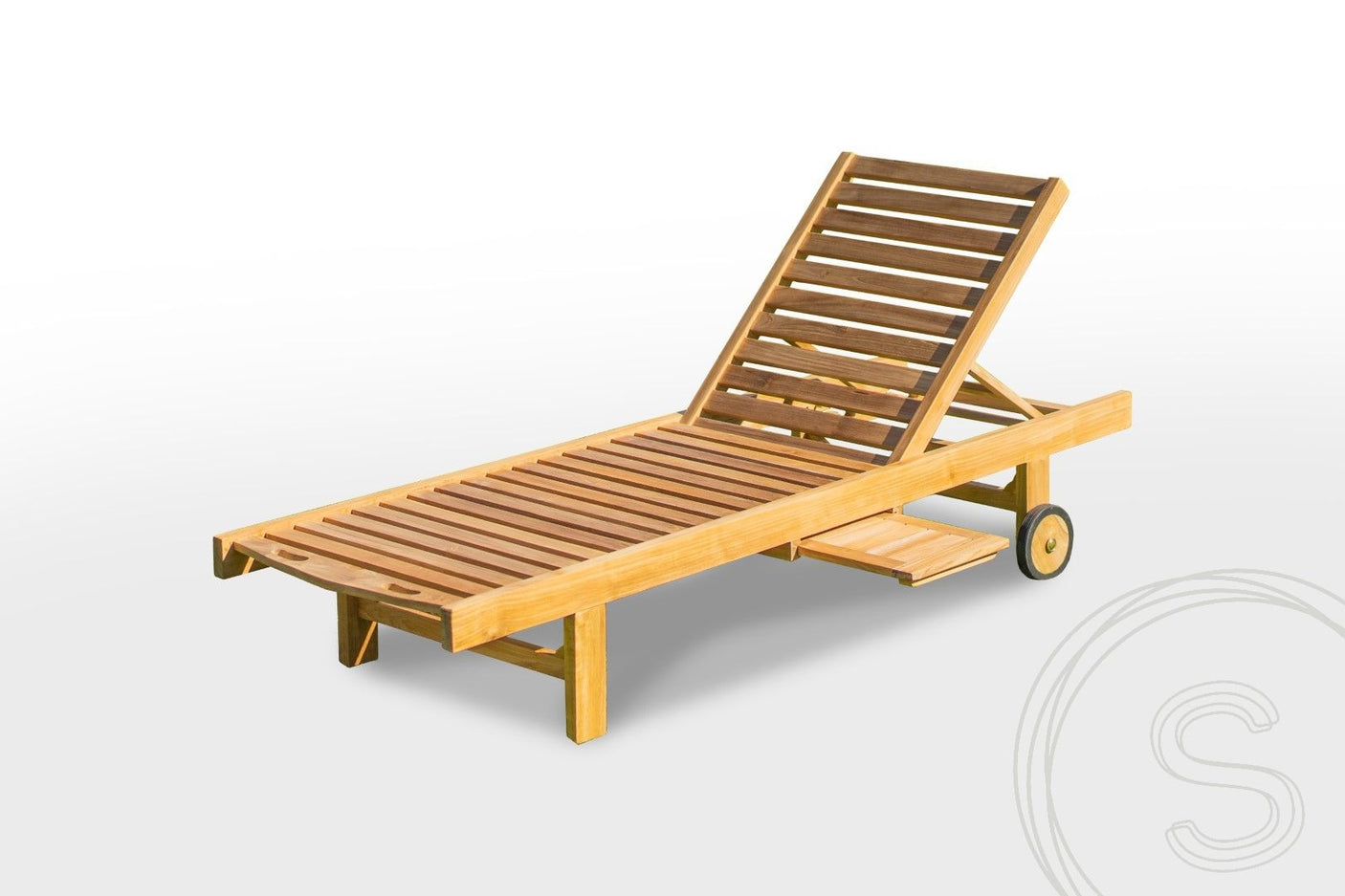 Teak Liege mit Rollen