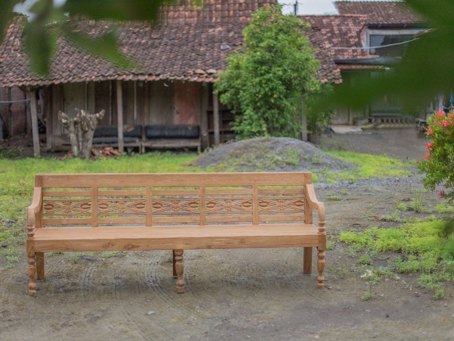 Teak stationsbank 240cm speciaal - Souren Meubels