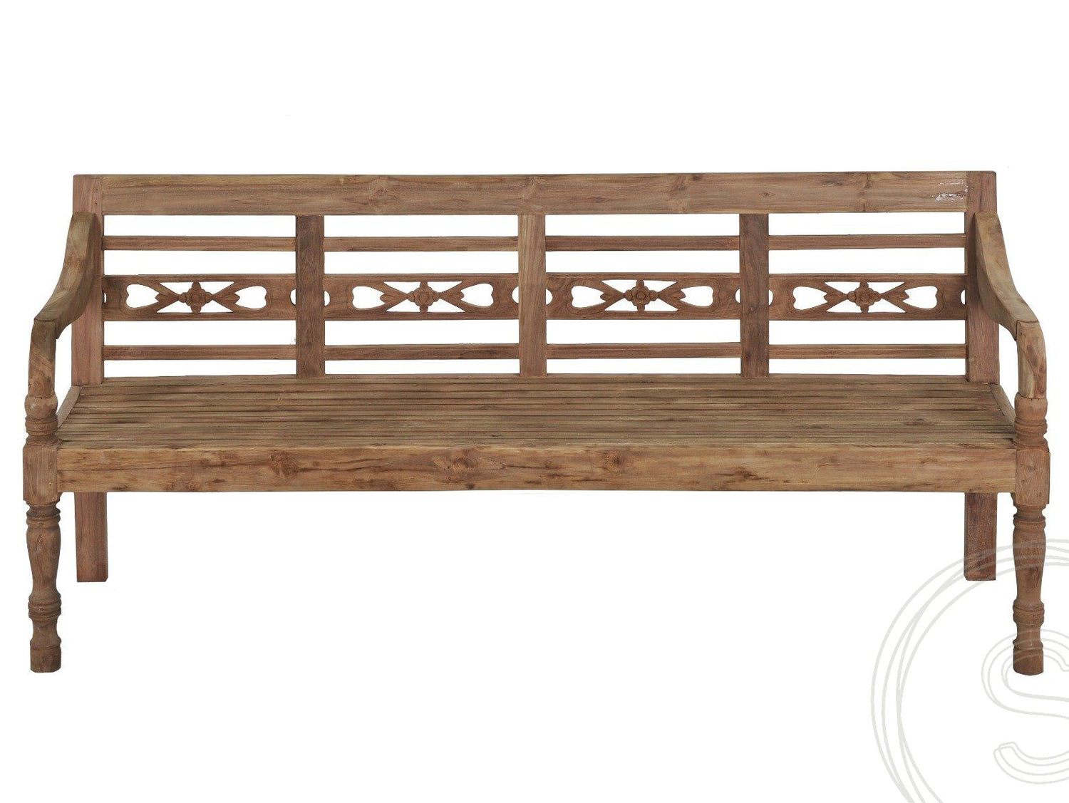 Teak Bahnhofsbank 4 Sitzer