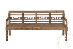Teak Bahnhofsbank 4 Sitzer