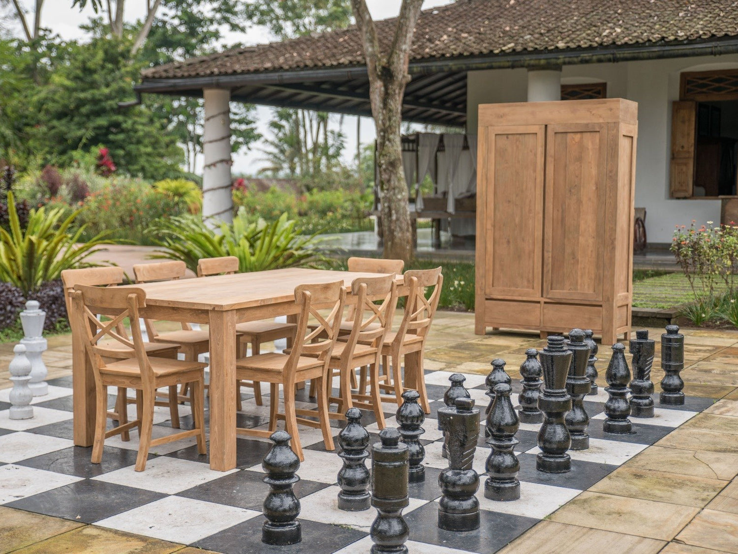 Teak stoel Mariotto met kruis - Souren Meubels