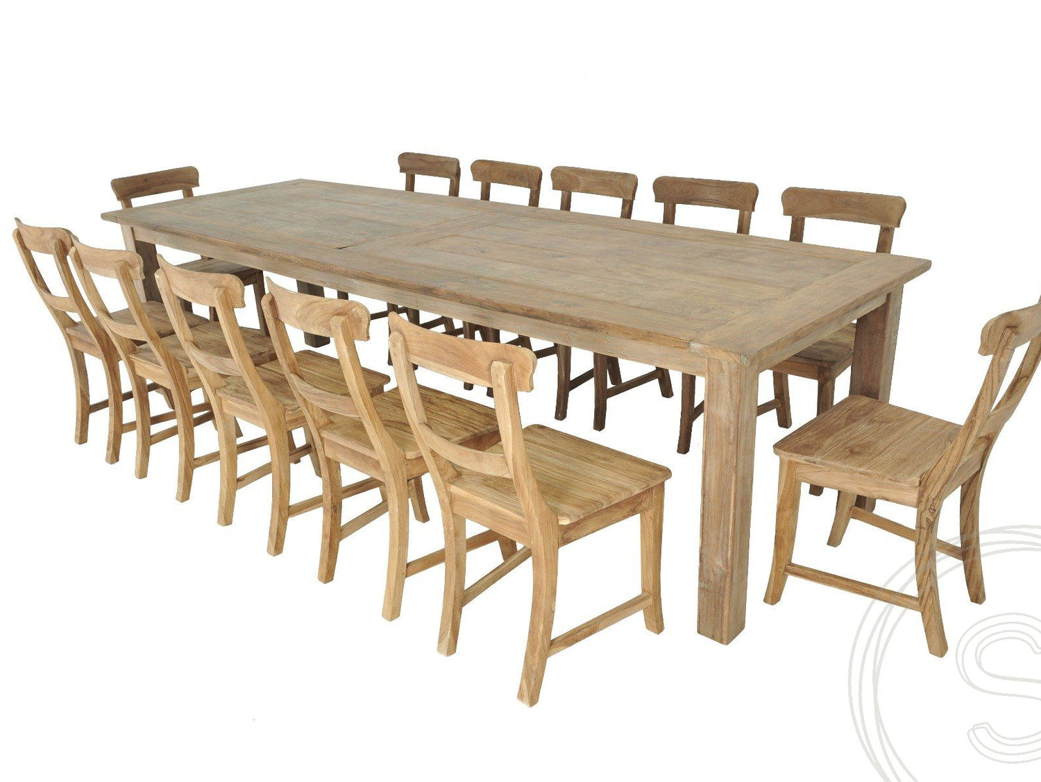 Teak tafel 300 x 100 cm oud hout - Souren Meubels