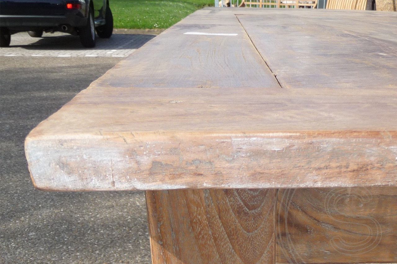 Teak tafel 400 x 100 cm oud hout - Souren Meubels