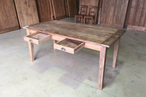 Teak tafel met lades 180x90cm oud hout - Souren Meubels