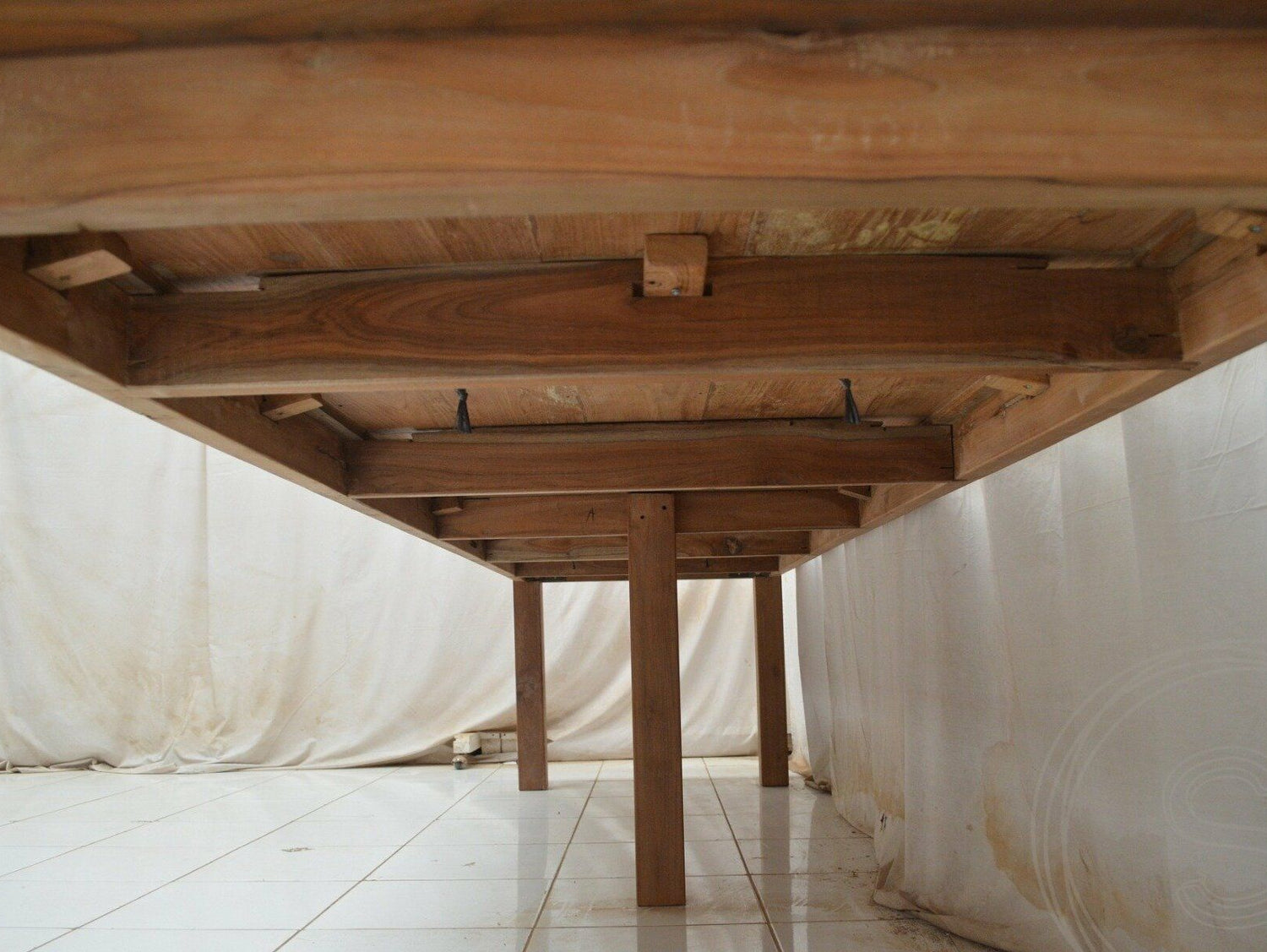 Teak tafel 350 x 100 oud hout - Souren Meubels