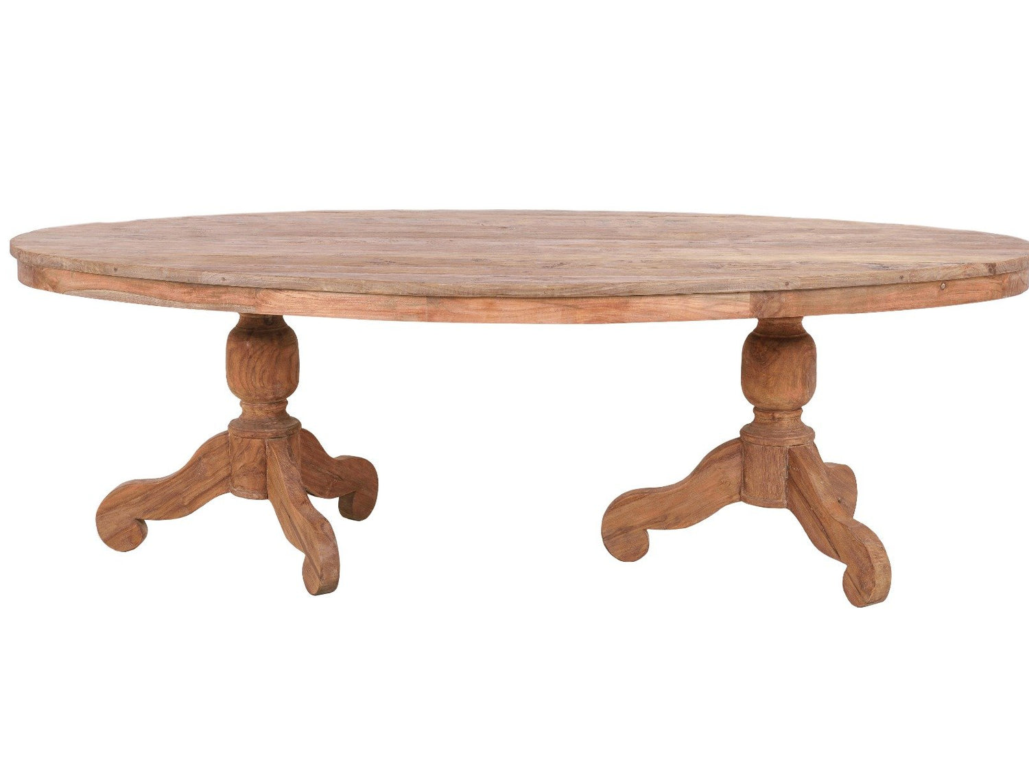 Ovale teak tafel 240x120cm oud hout - Souren Meubels