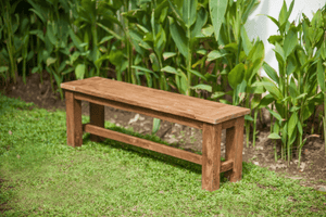 Teak Gartentisch 160x90cm + 4 Stapelstühle + Bank
