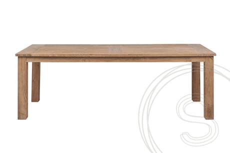 Teak Gartentisch 240x100cm + 8 Bahnhofstühle