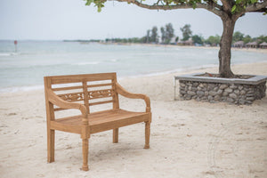 Teak Bahnhofsbank 2 Sitzer Fish