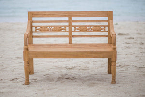 Teak Bahnhofsbank 2 Sitzer Fish