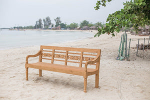 Teak Bahnhofsbank 4 Sitzer Fish