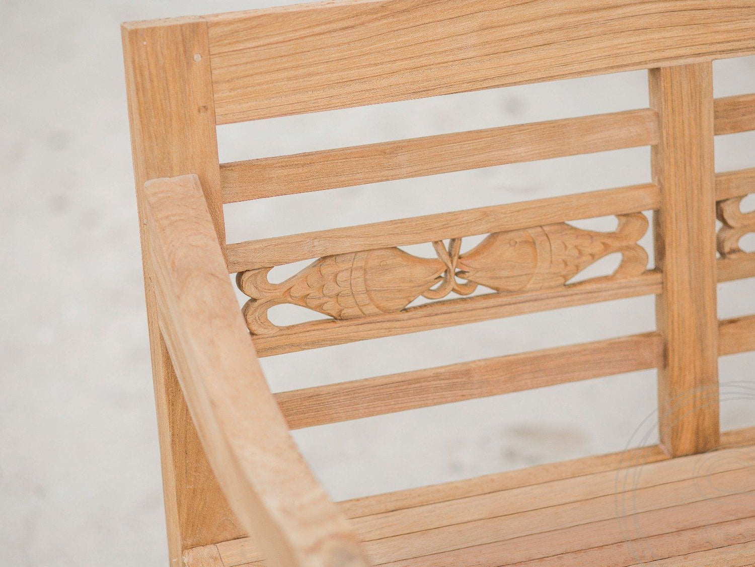 Teak Bahnhofsbank 4 Sitzer Fish