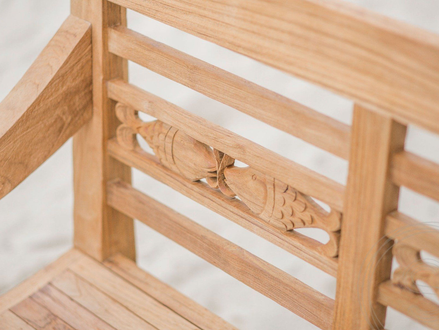 Teak Bahnhofsbank 4 Sitzer Fish