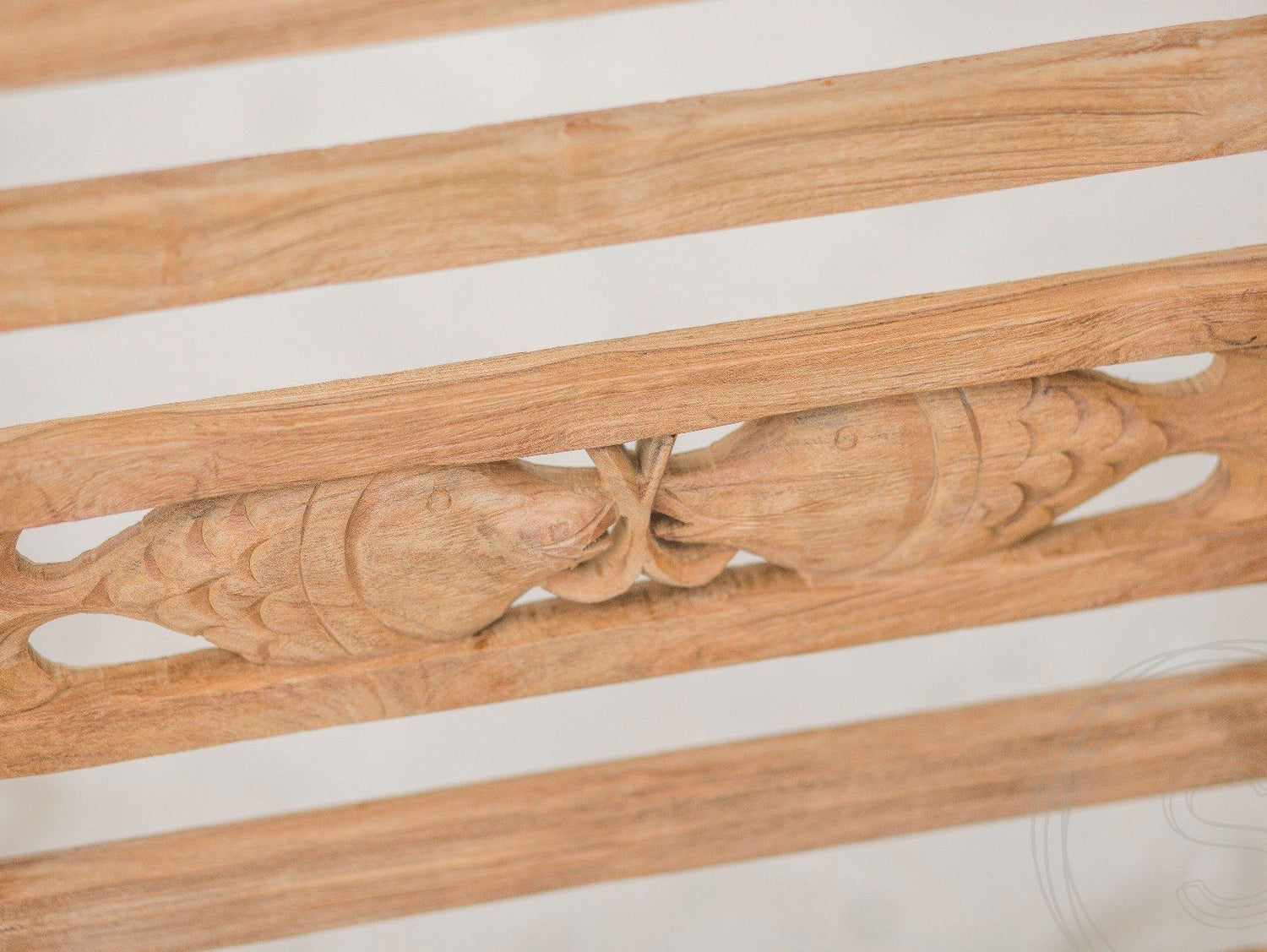 Teak Bahnhofsbank 4 Sitzer Fish