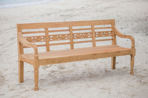Teak Bahnhofsbank 4 Sitzer Fish