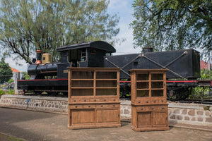 Teak vitrinekast 130cm oud hout - Souren Meubels