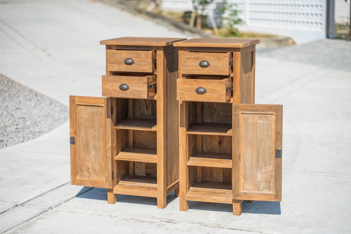 Teakholzschrank mit Schubladen und Tür 50x45x120 cm