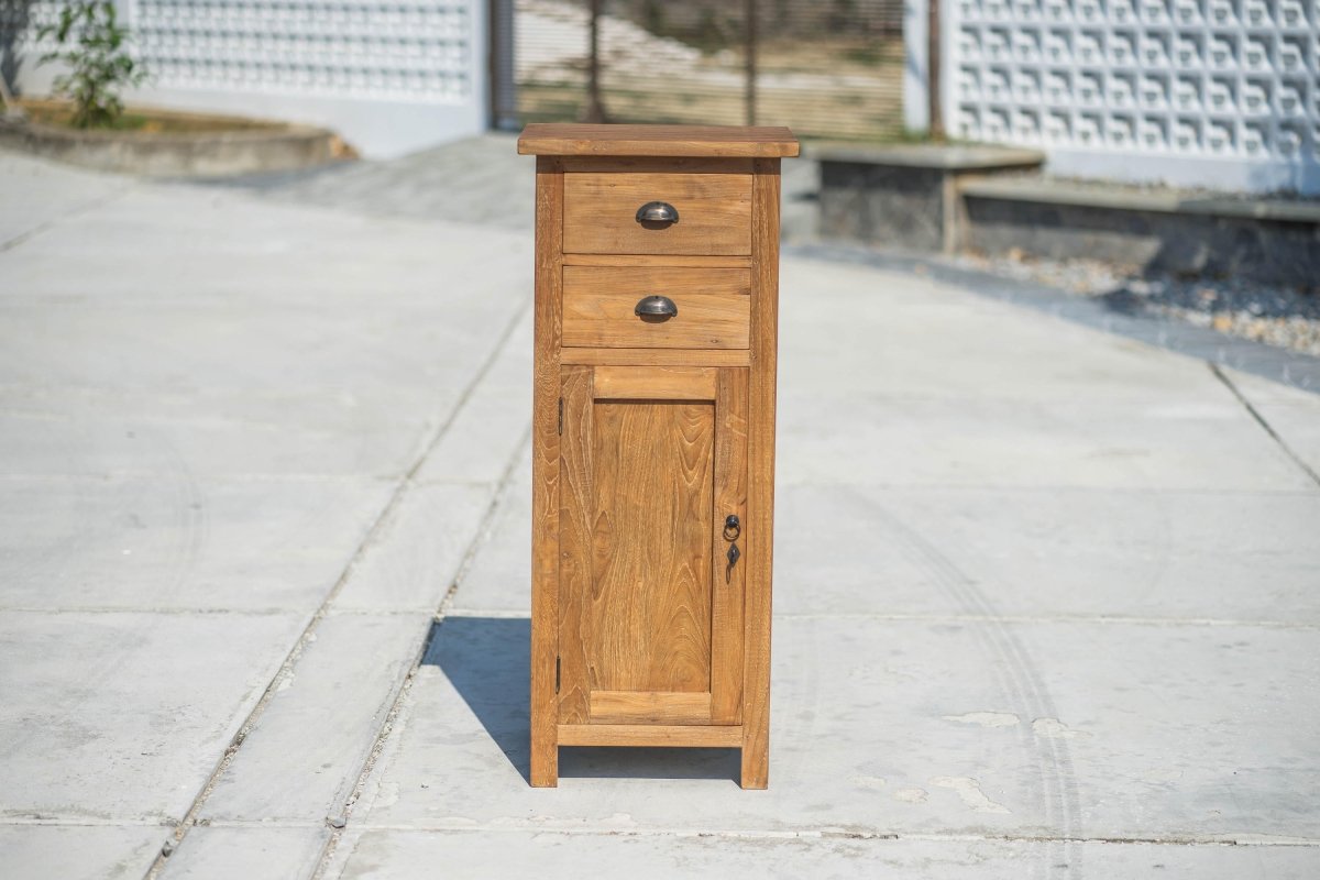 Teakholzschrank mit Schubladen und Tür 50x45x120 cm