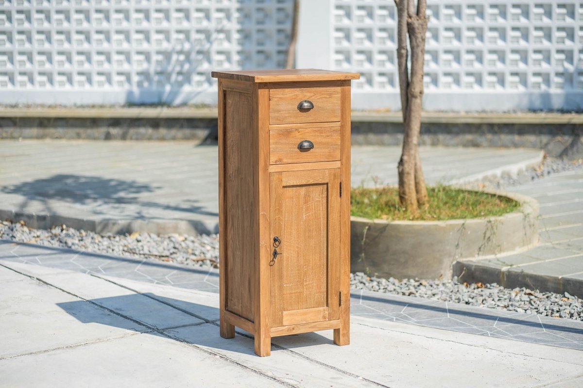 Teakholzschrank mit Schubladen und Tür 50x45x120 cm