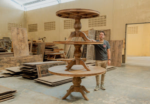 Runder Teak Esstisch Anteak – Aus originalen alten Teakplanken