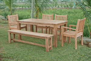 Teak Gartentisch 160x90cm + 4 Beaufort Stühle + Bank
