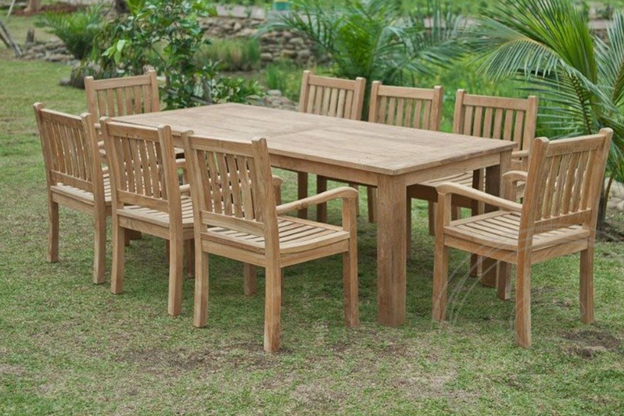 Teak Gartentisch 240x100cm + 8 Beaufort Stühle