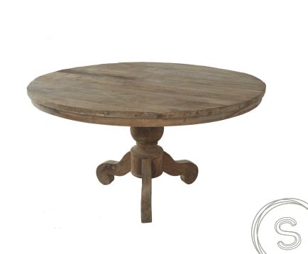 ronde teak tafel 110cm oud hout 