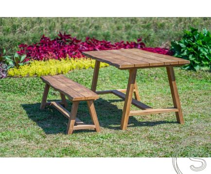 Teak Gartentisch Java 180 x 90 + Teak Gartenbank Java 180