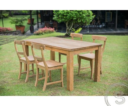 Teak Tisch 160x90 + 4 Stühle