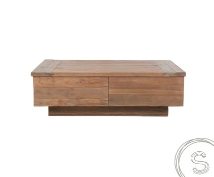 Teak blok salontafel 110x70 oud hout