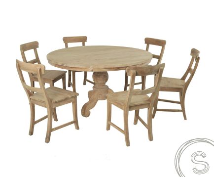 Teak Tisch rund 140cm + 6 Stühle