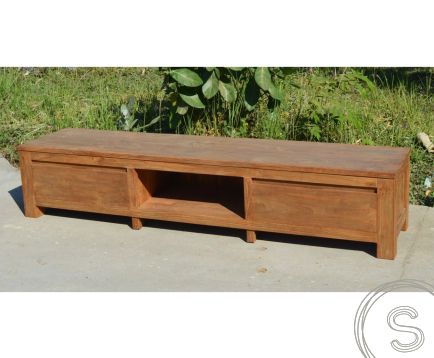 Teak tv-meubel oud hout 200cm 2 lades