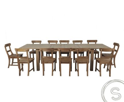 Teak Tisch Ausziehbar 200-250-300x100 + 12 Stühle